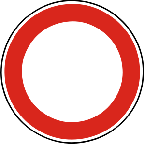 Značka B 1 - Zákaz vjazdu všetkých vozidiel v oboch smeroch - zakazuje vjazd všetkým druhom vozidiel v oboch smeroch jazdy. 