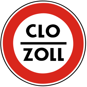 Značka B 38 - Povinnosť zastaviť vozidlo - zakazuje pokračovať v jazde bez zastavenia vozidla na cestnom hraničnom priechode. V spodnej časti tejto značky sa uvádza preklad nápisu CLO v jazyku susedného štátu. Ak je namiesto nápisu CLO nápis STOP, značka zakazuje pokračovať v jazde bez zastavenia vozidla na mieste uvedenom v spodnej časti značky, napríklad POLÍCIA, KONTROLA a podobne.