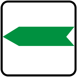 Značka IP 2 - Zmena smeru okruhu - informuje, že na najbližšej križovatke trasa okruhu nepokračuje v priamom smere. Zmena smeru je vyznačená šípkou na značke, ktorej významový symbol môže byť obrátený. 