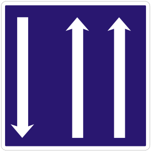 Značka C 20 - Usporiadanie jazdných pruhov - označuje počet a usporiadanie jazdných pruhov v smere jazdy v nasledujúcom úseku cesty. V prípade potreby je možné na značke vyznačiť aj počet a usporiadanie jazdných pruhov v protismere jazdy. Značka sa umiestňuje v mieste, kde sa úprava počtu a usporiadanie jazdných pruhov začína.